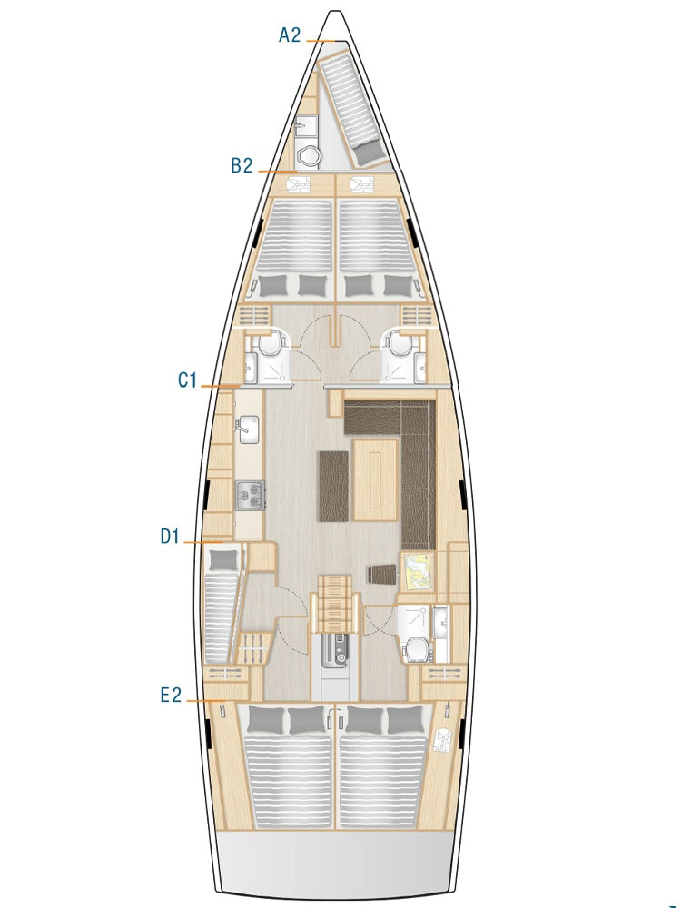 Hanse 508 (5+1cab/3wc) Sketch