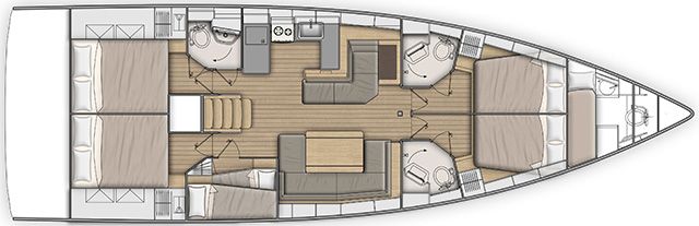 Oceanis 51.1 (5+1 cab, 3+1wc) Sketch