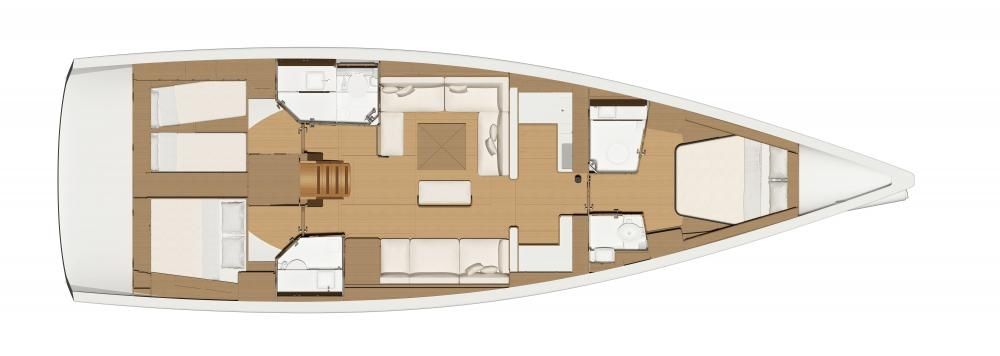Dufour 520 Grand Large – Grundriss 3 Kabinen