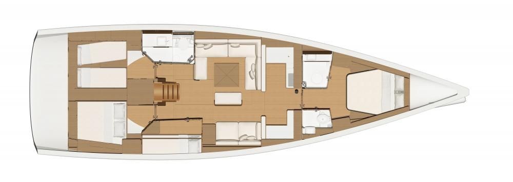 Dufour 520 Grand Large – Grundriss 4 Kabinen