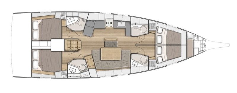 Oceanis 46.1 – Grundriss 4 Kabinen