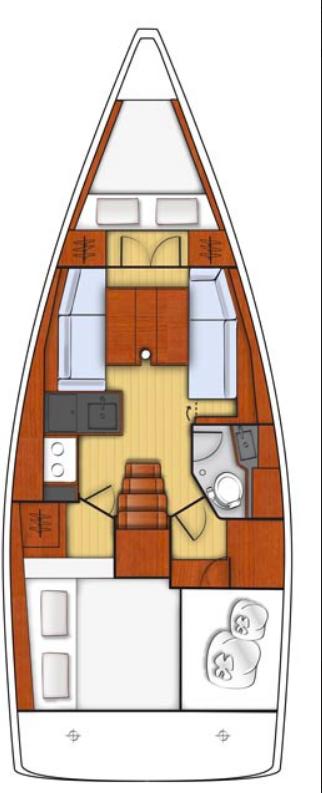 Oceanis 35.1 – Grundriss 2 Kabinen · 1 Bad