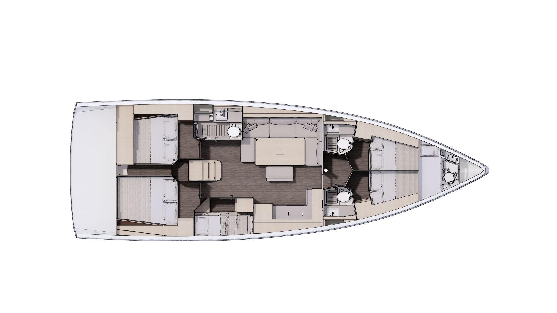 Dufour 470 – Grundriss 5 Kabinen