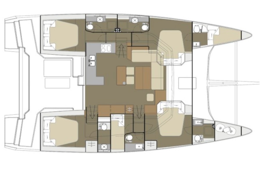 Dufour 48 Catamaran (5+1 cab) Sketch