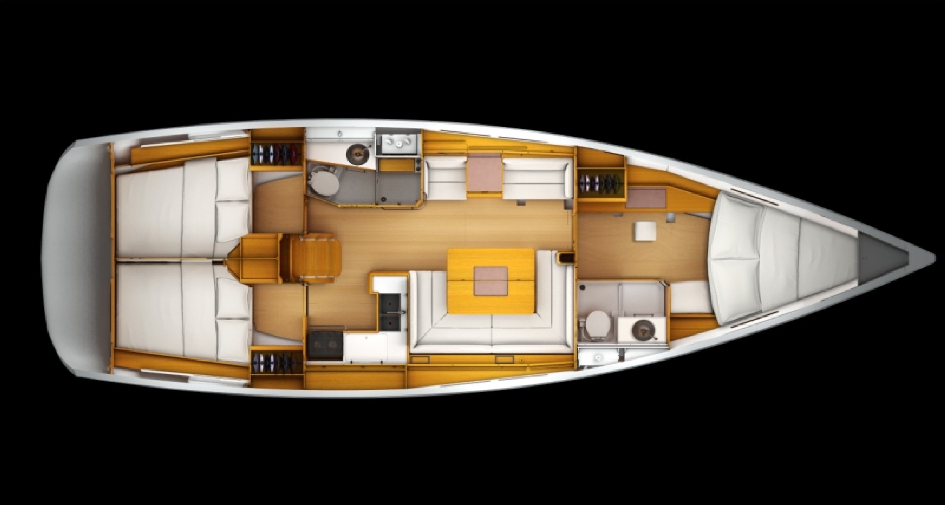 Sun Odyssey 439 – Grundriss 3 Kabinen · 2 Bäder