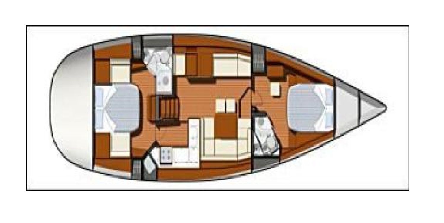 Sun Odyssey 50 DS – Grundriss 2 Kabinen