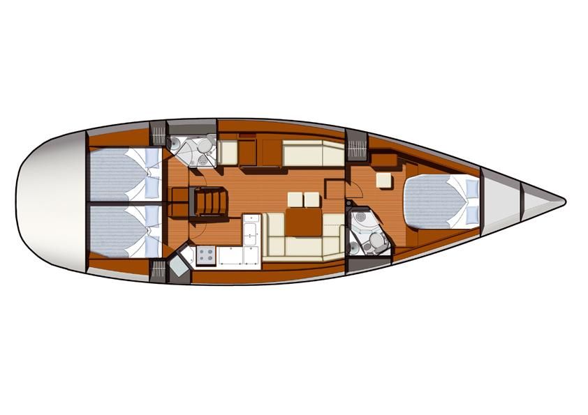 Sun Odyssey 50 DS – Grundriss 3 Kabinen