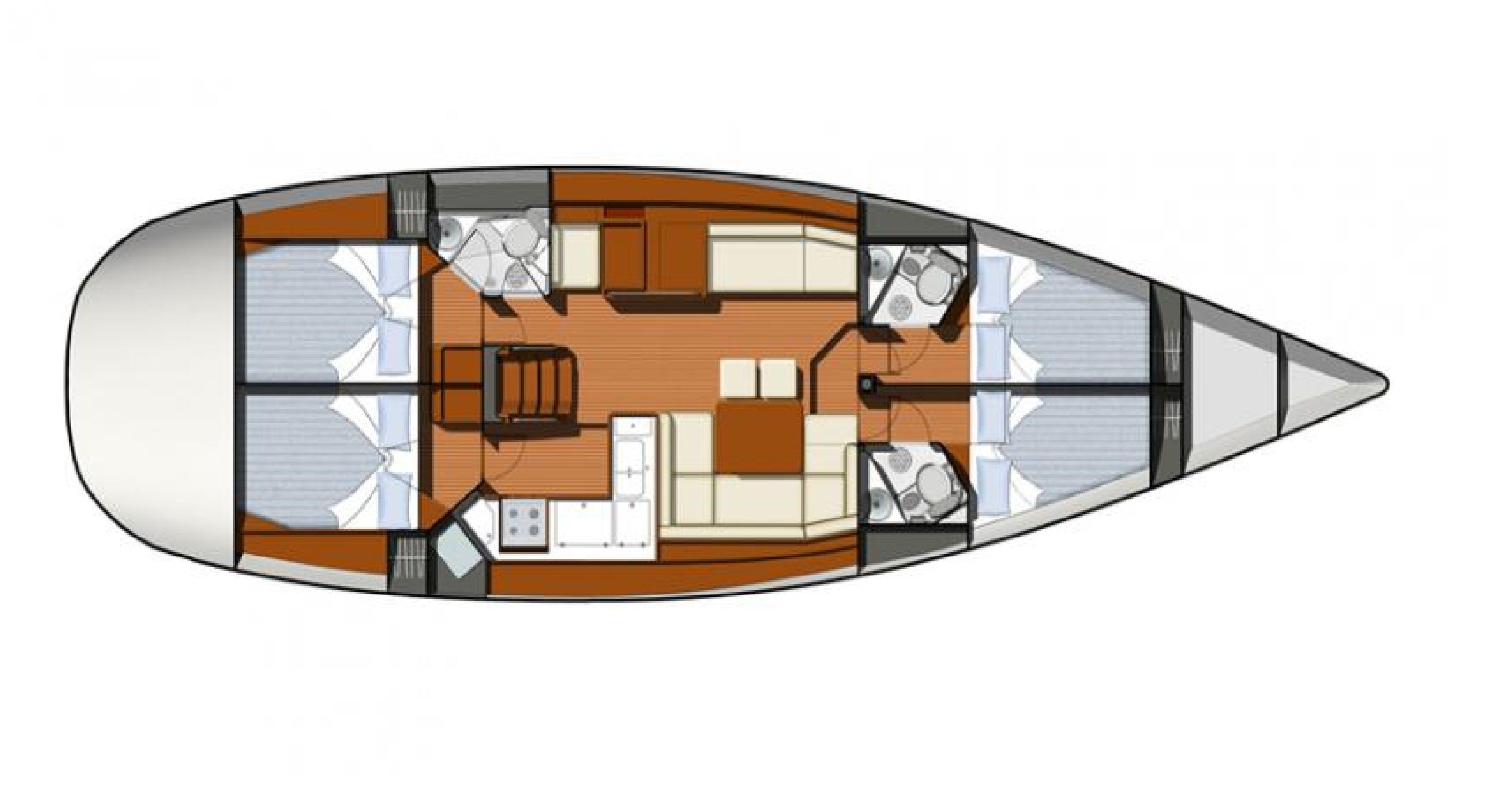 Sun Odyssey 50 DS – Grundriss 4 Kabinen