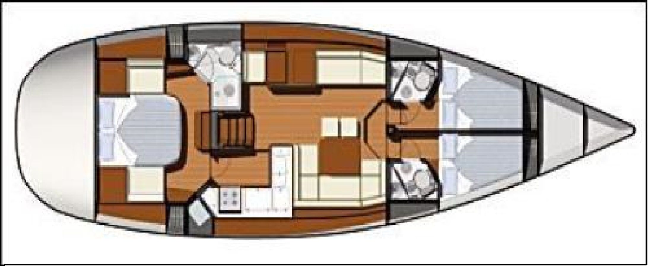 Sun Odyssey 50 DS – Grundriss 3 Kabinen