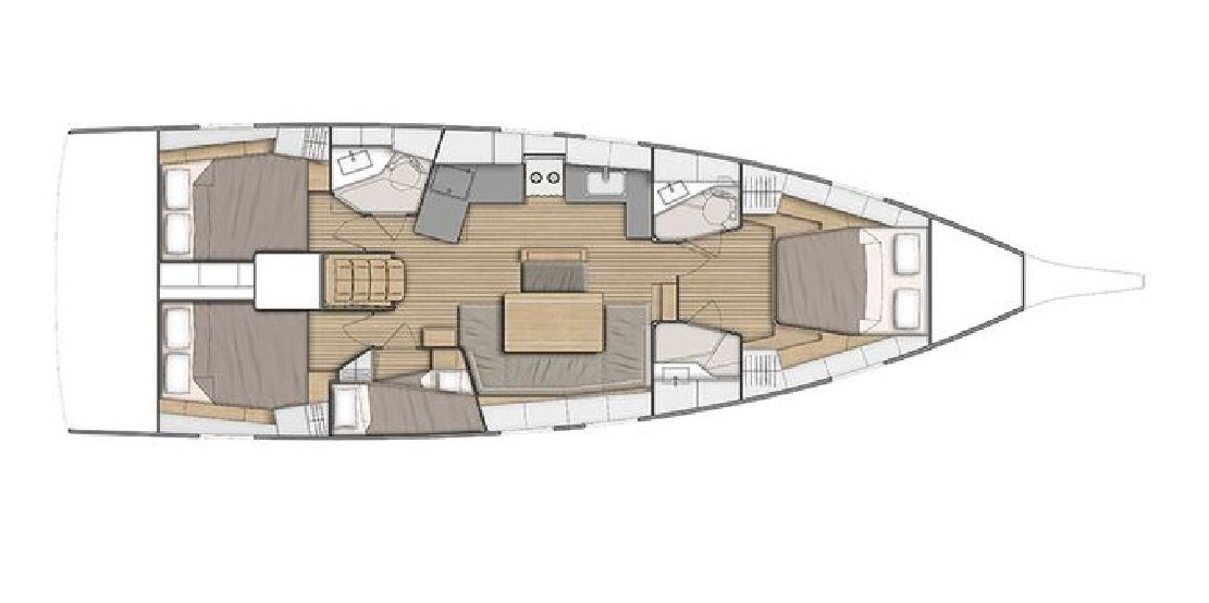 Oceanis 46.1 – Grundriss 4 Kabinen