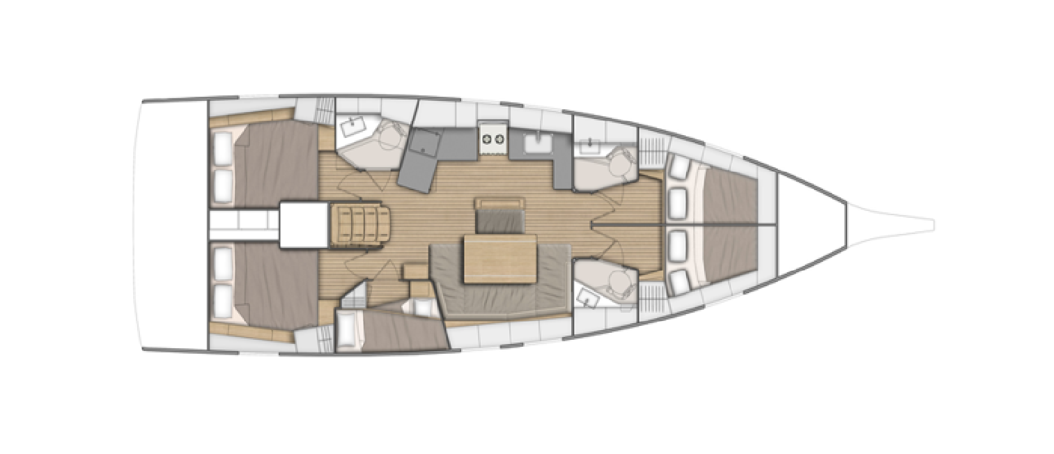 Oceanis 46.1 – Grundriss 3 Kabinen