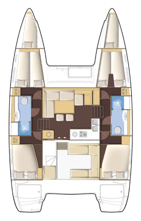 Lagoon 400 S2 (4+2cab/4wc) Sketch