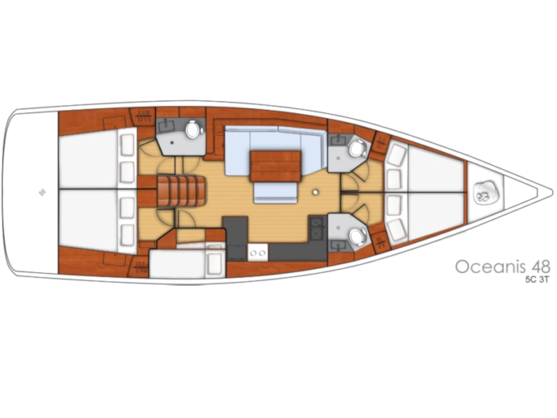 Oceanis 48 - 5Cab Sketch