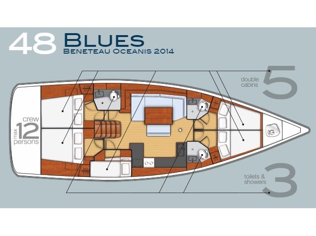 Oceanis 48 - 5Cab Sketch