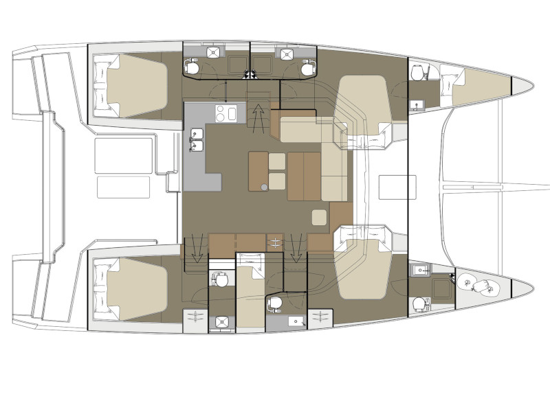 Dufour 48 Catamaran (5+1 cab) Sketch
