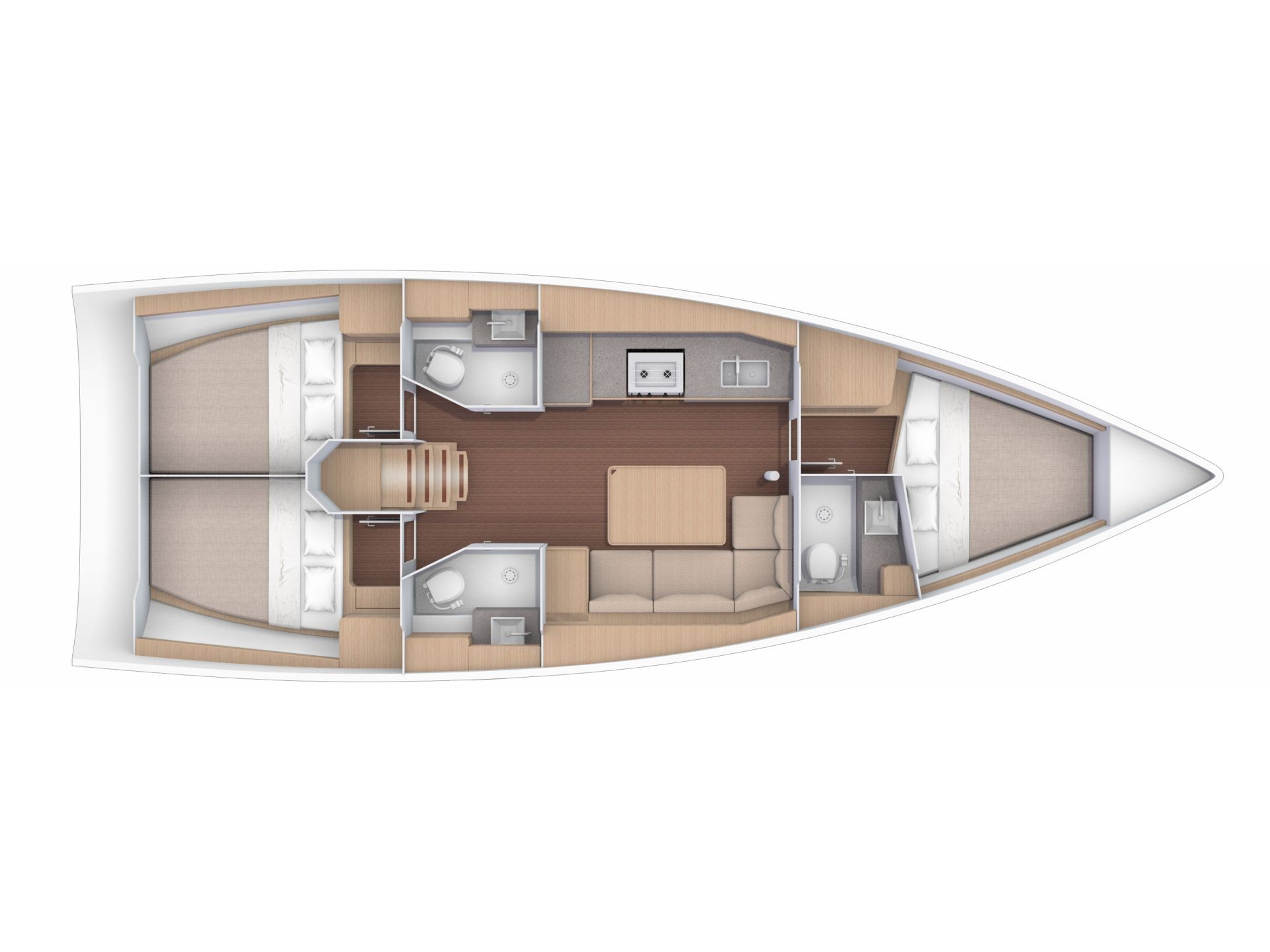 Dufour 390 Grand Large (3cab) Sketch