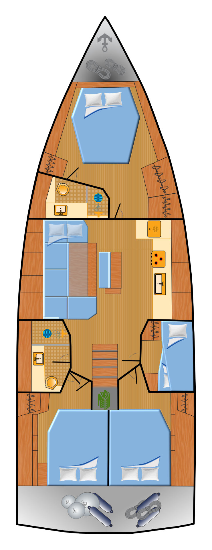 Hanse 460 - 4 cab. Sketch