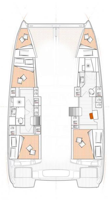 Excess 11 – Grundriss 3 Kabinen · 2 Bäder