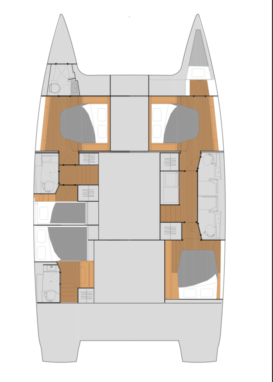 Tanna 47 – Grundriss 5 Kabinen · 5 Bäder
