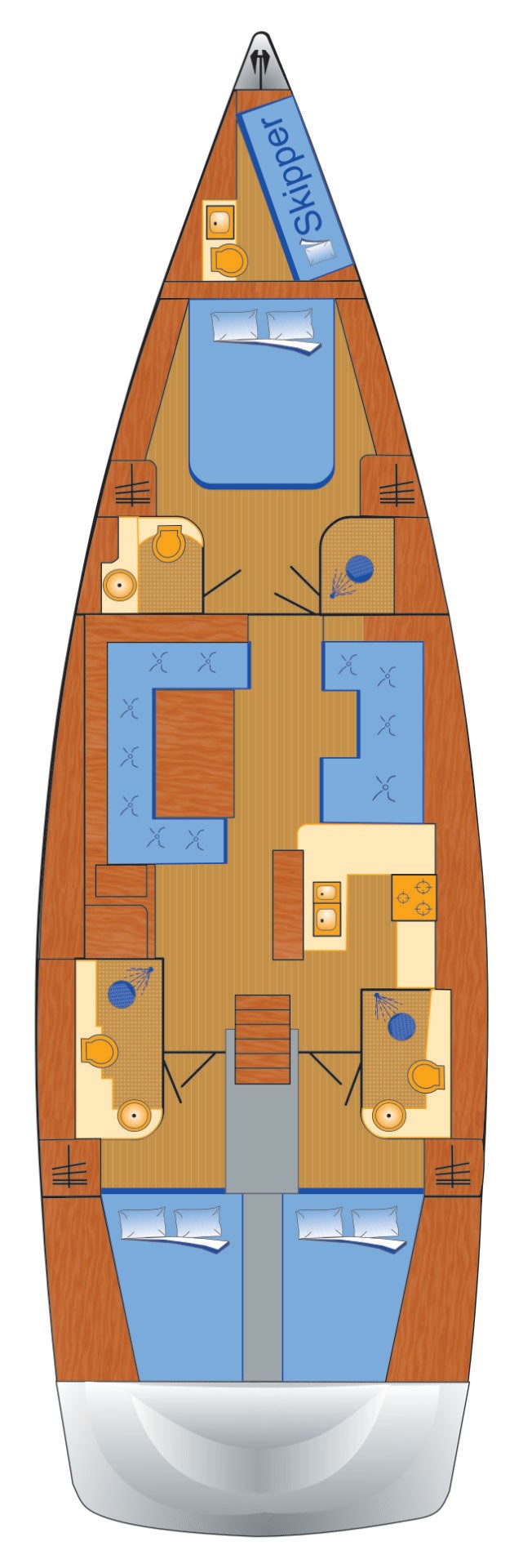Hanse 588 - 3 + 1 cab. Sketch
