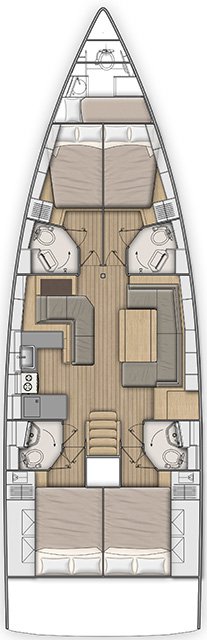 Oceanis 51.1 (5+1 cab, 3+1wc) Sketch