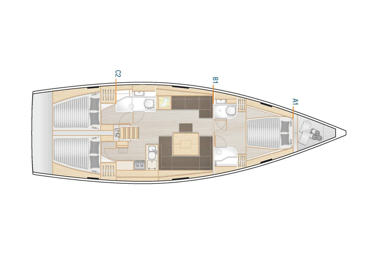 Hanse 458 (3cab/2wc) Sketch