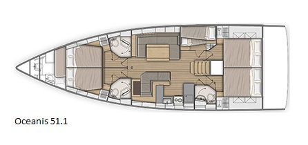 Oceanis 51.1 (5+1 cab, 3+1wc) Sketch