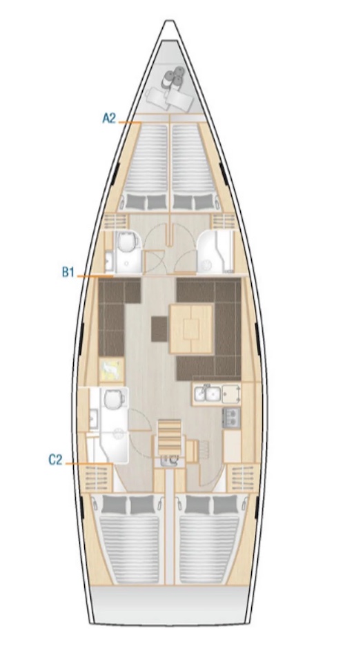 Hanse 458 (4cab/2wc) Sketch