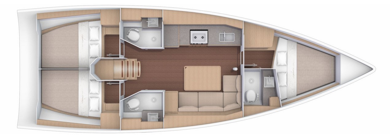 Dufour 390 Grand Large (3cab/2WC) Sketch