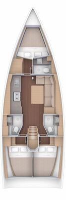 Dufour 390 Grand Large (3cab/2WC) Sketch