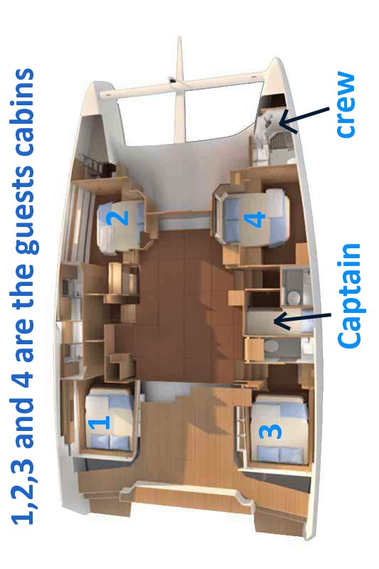 Dufour 48 Catamaran (5+1 cab) Sketch