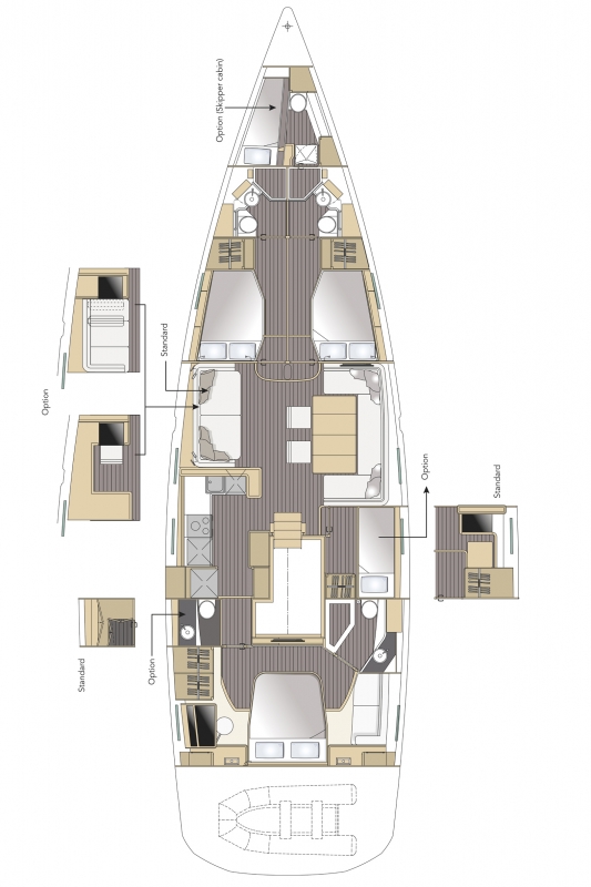 Jeanneau 64 - 4 cab. Sketch