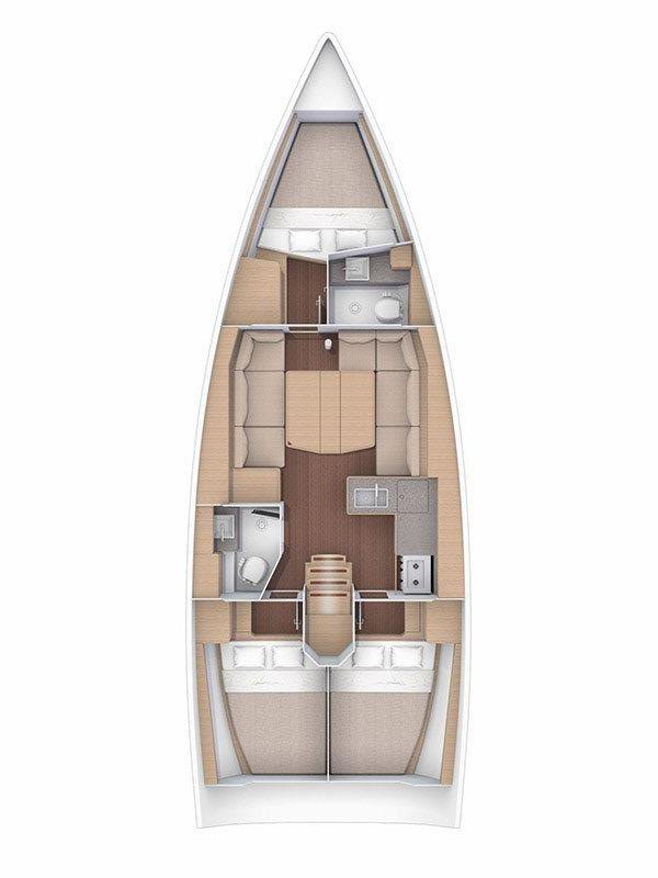 Dufour 390 Grand Large (3cab/2WC) Sketch