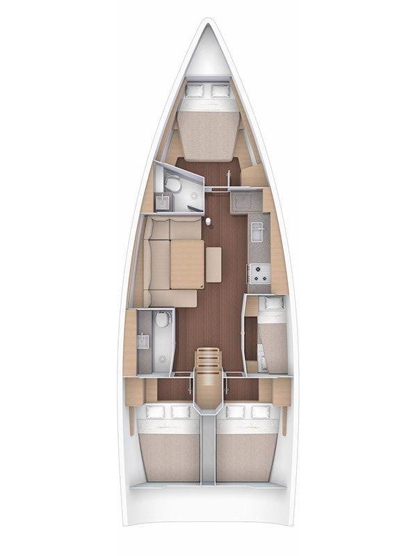 Dufour 430 Grand Large (4cab) Sketch