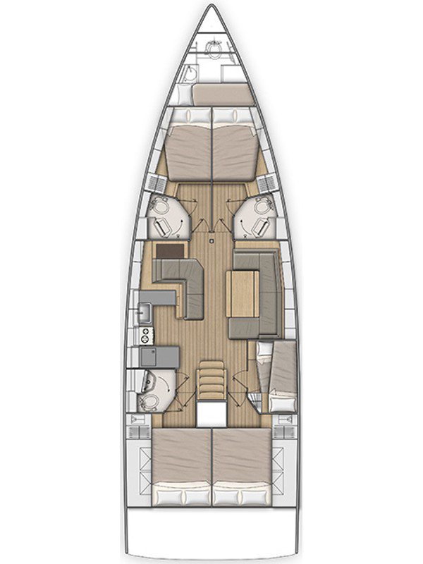 Oceanis 51.1 (5+1 cab, 3+1wc) Sketch