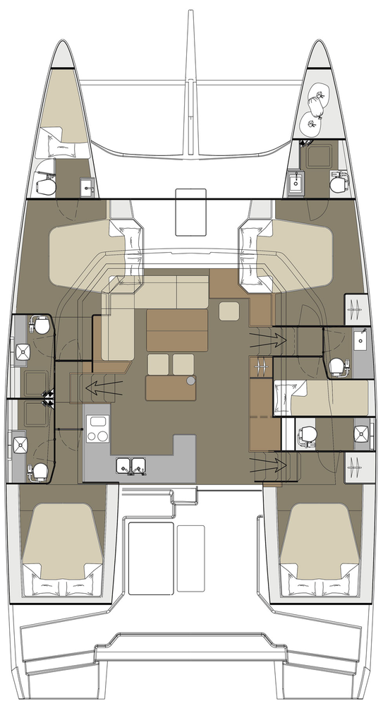 Dufour 48 Catamaran (5+1 cab) Sketch