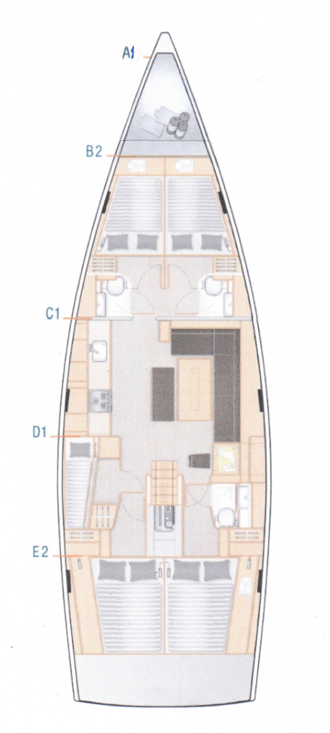 Hanse 508 (4+1cab/3wc) Sketch