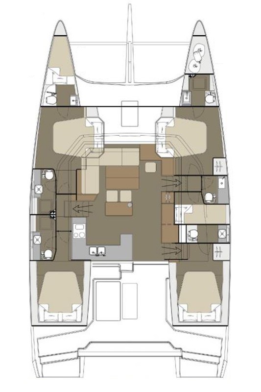 Dufour 48 Catamaran (5+1 cab) Sketch