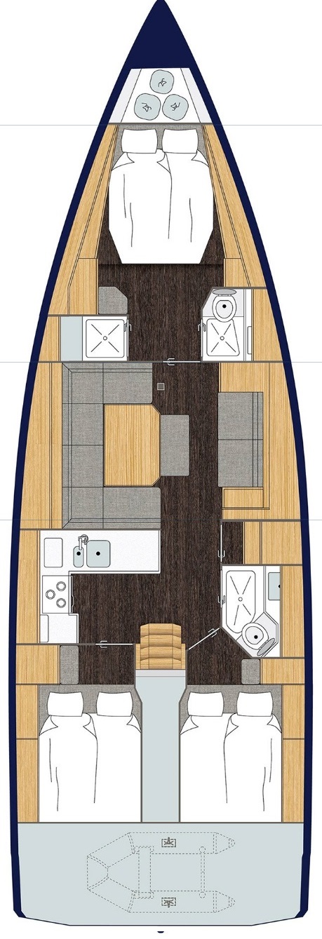 Bavaria C45 Style - 3 cab. Sketch