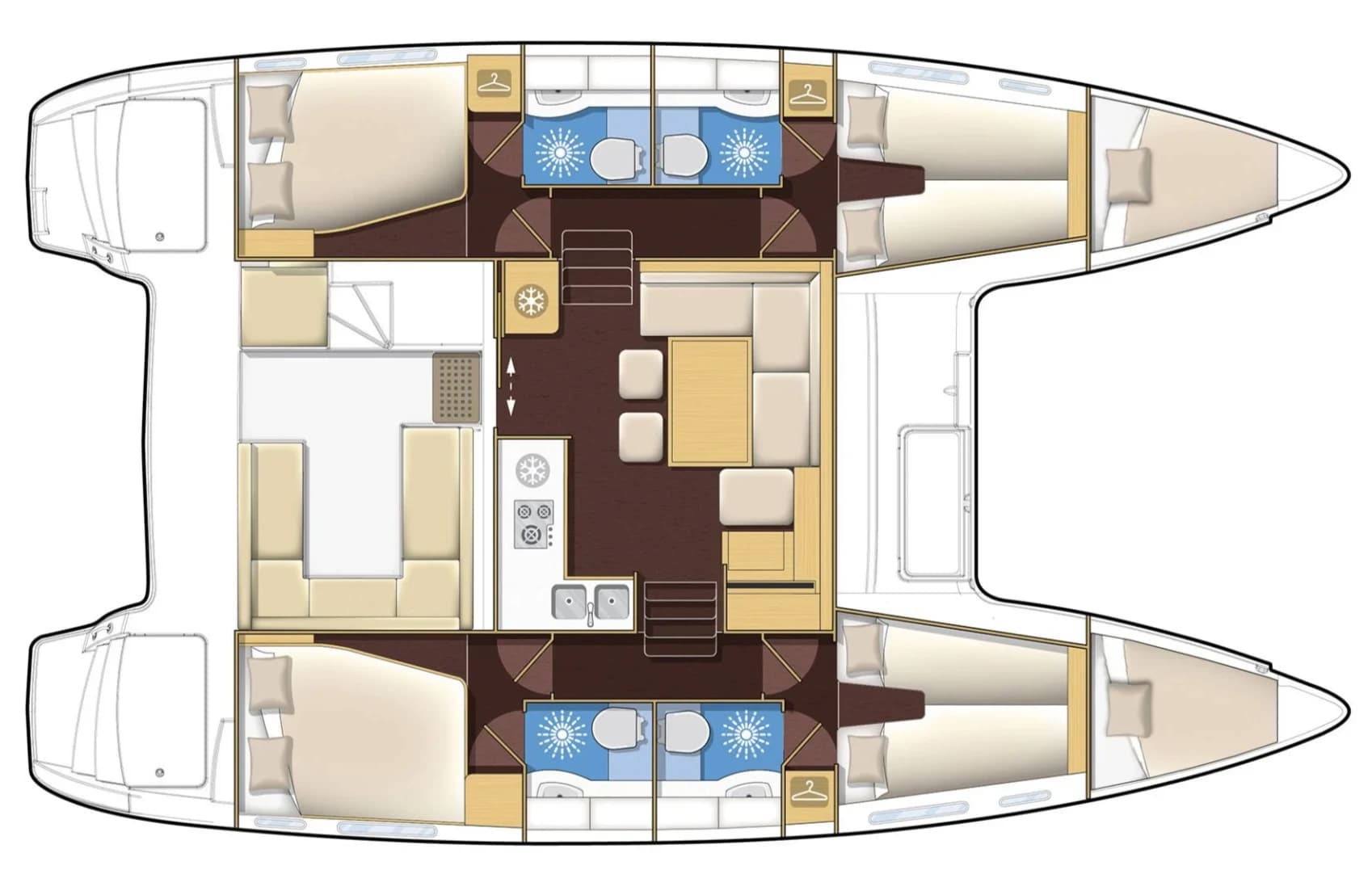 Lagoon 400 S2 (4Cab/2WC) Sketch