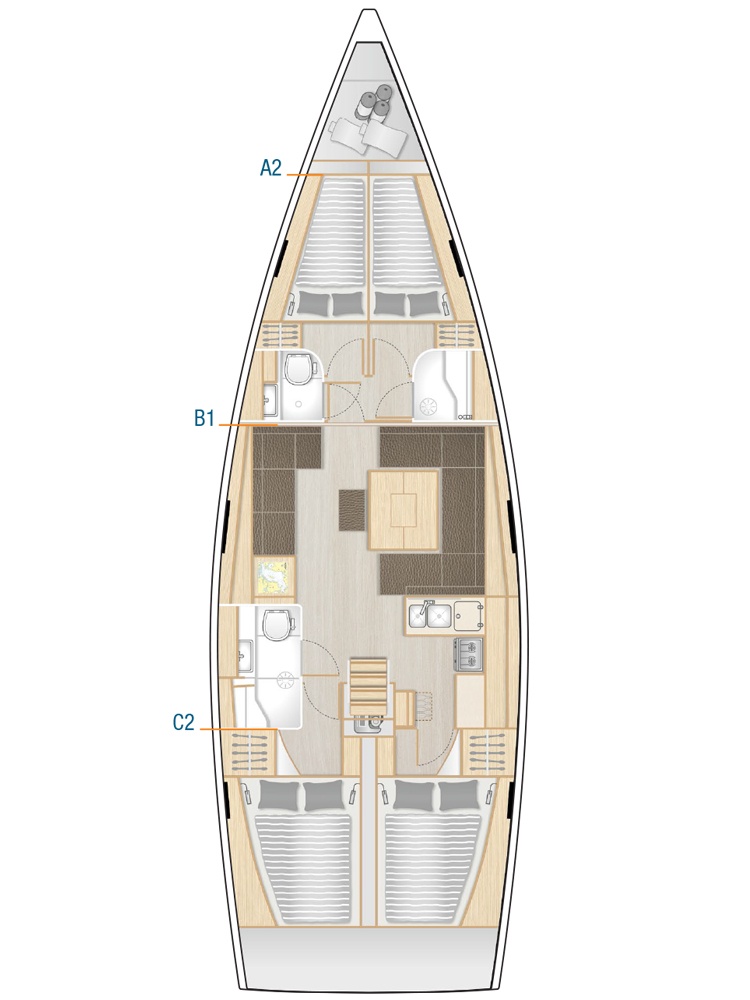 Hanse 458 (4cab/2wc) Sketch