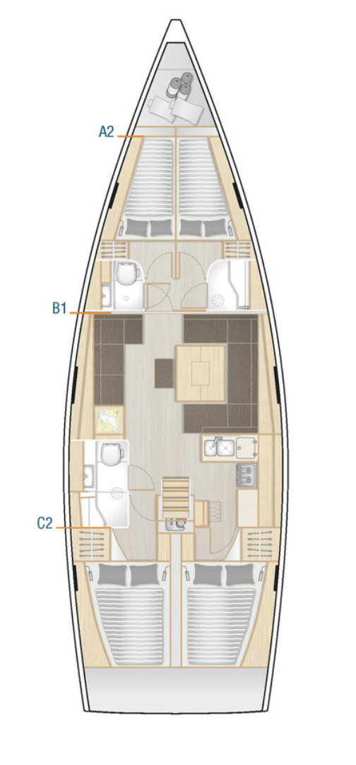 Hanse 458 (4cab/2wc) Sketch