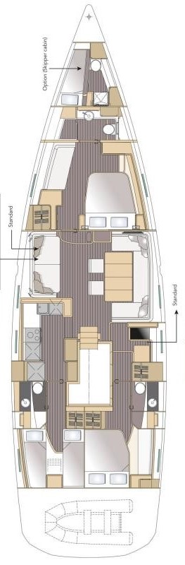 Jeanneau 64 - 4 cab. Sketch