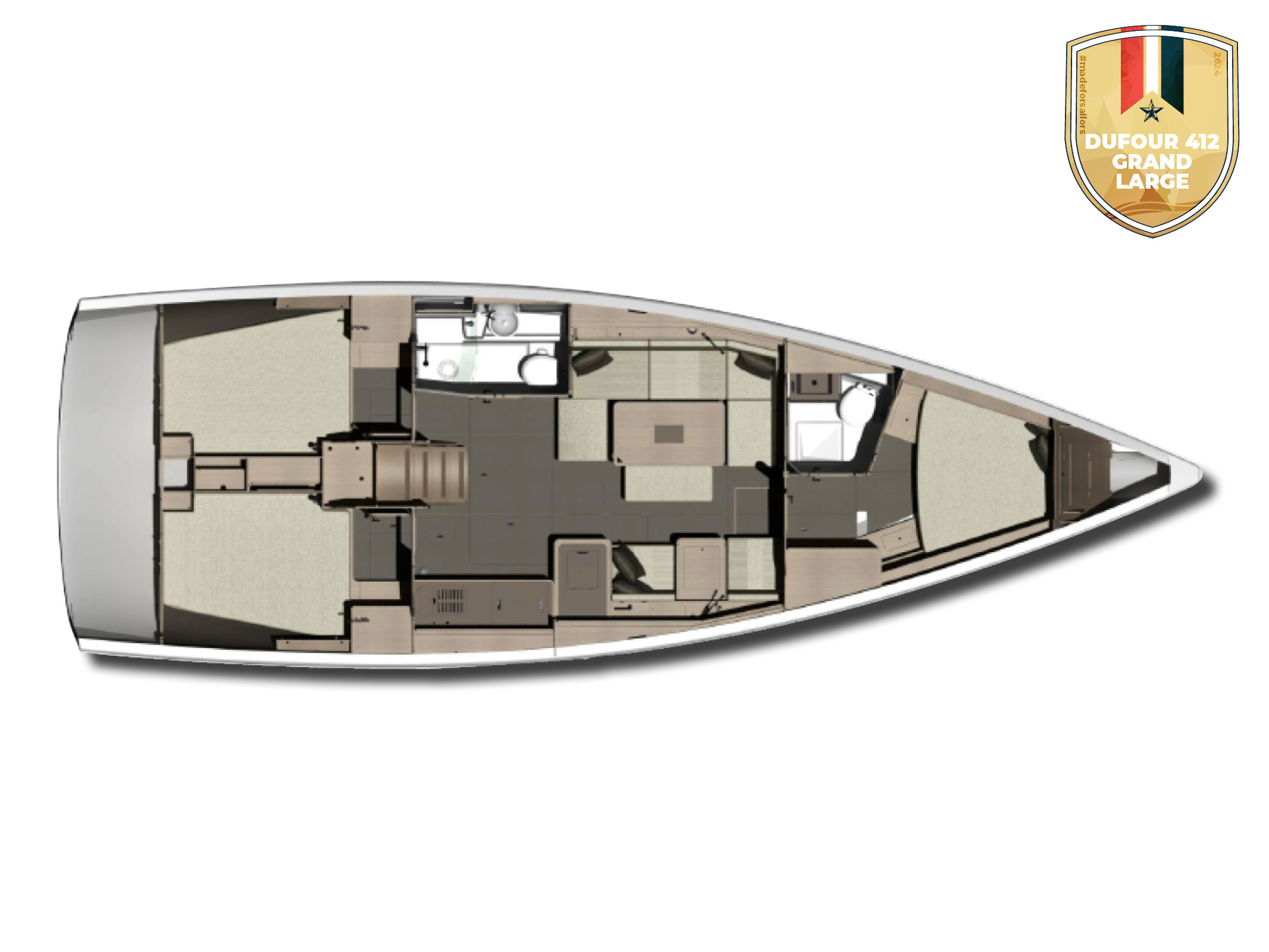 Dufour 412 Grand Large (3cab/2wc) Sketch