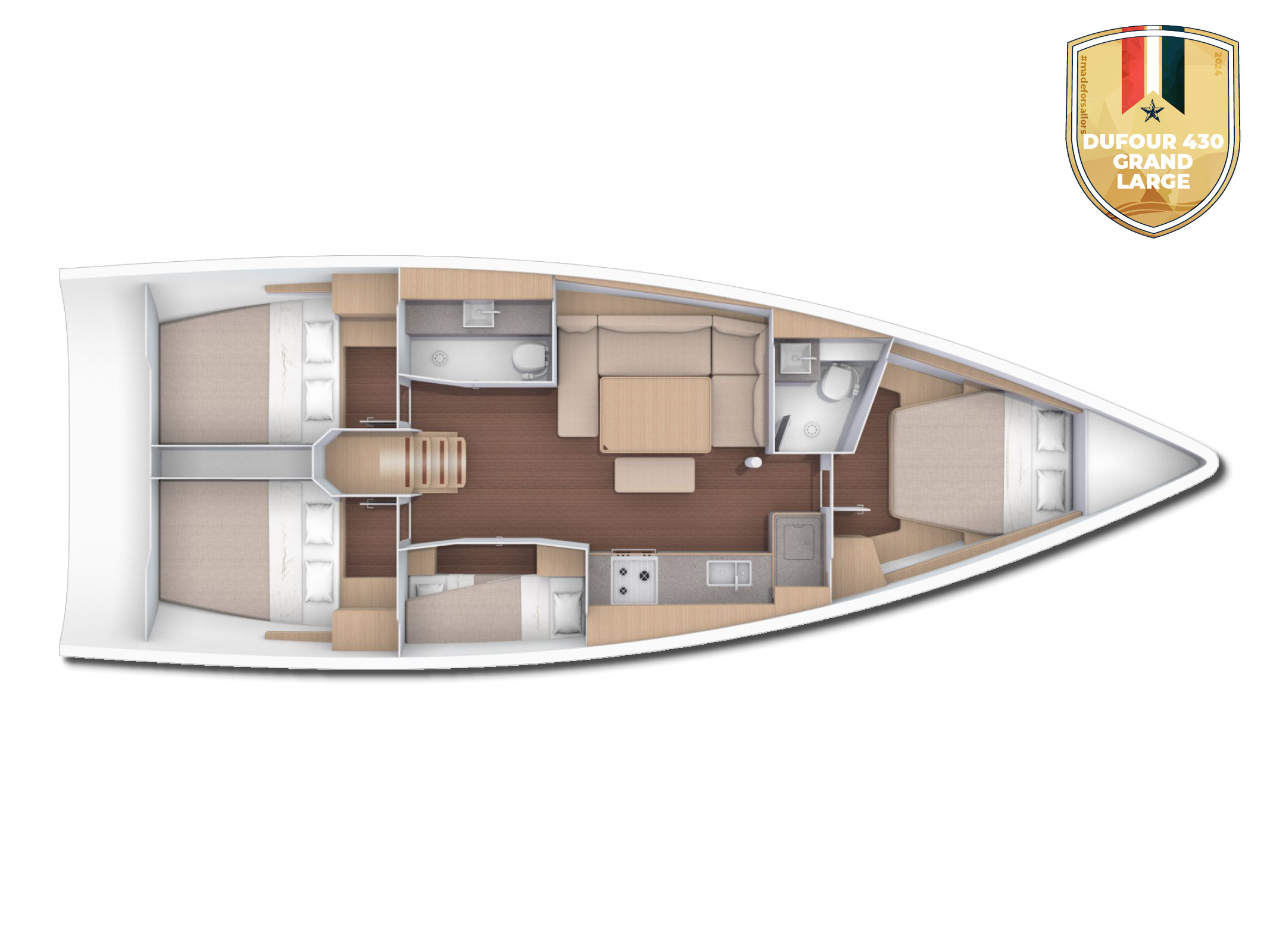 Dufour 430 Grand Large (4cab) Sketch