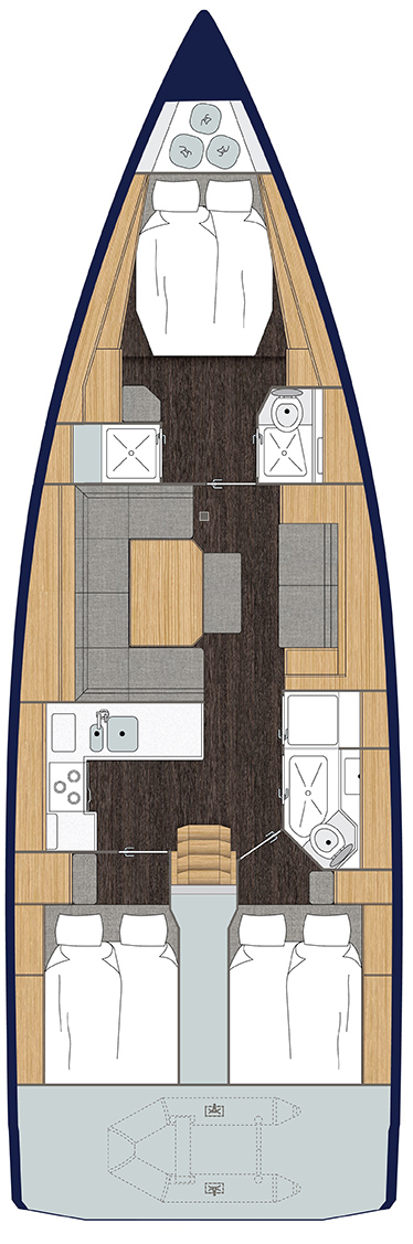 Bavaria C45 Style - 3 cab. Sketch
