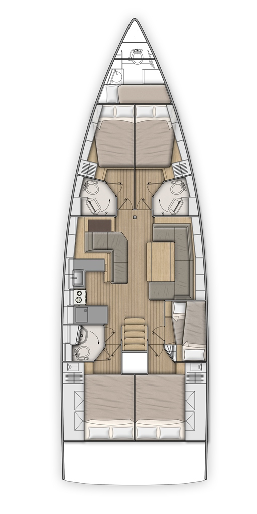 Oceanis 51.1 (5+1 cab, 3+1wc) Sketch