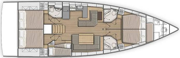 Oceanis 51.1 (5+1 cab, 3+1wc) Sketch