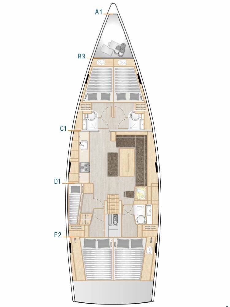 Hanse 508 (4+1cab/3wc) Sketch