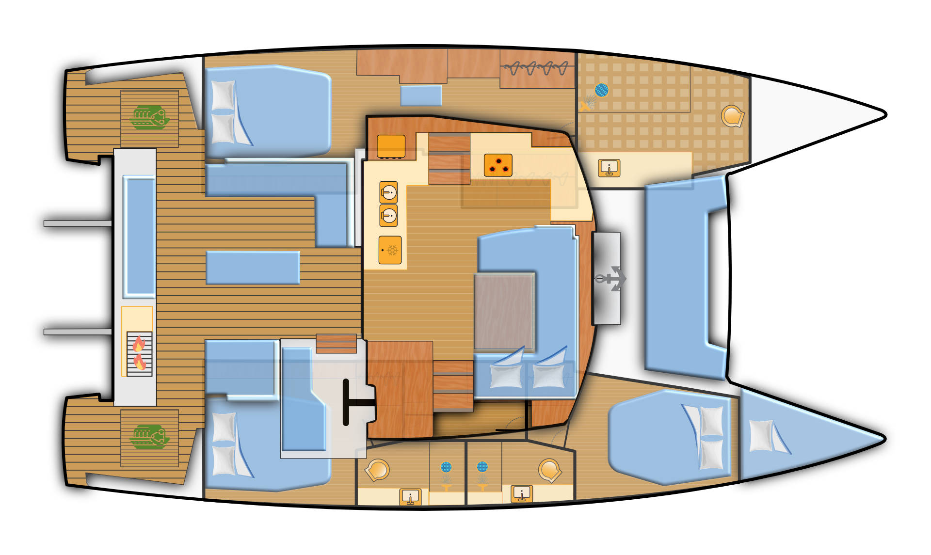 Fountaine Pajot Elba 45 - 4 + 2 cab. Sketch